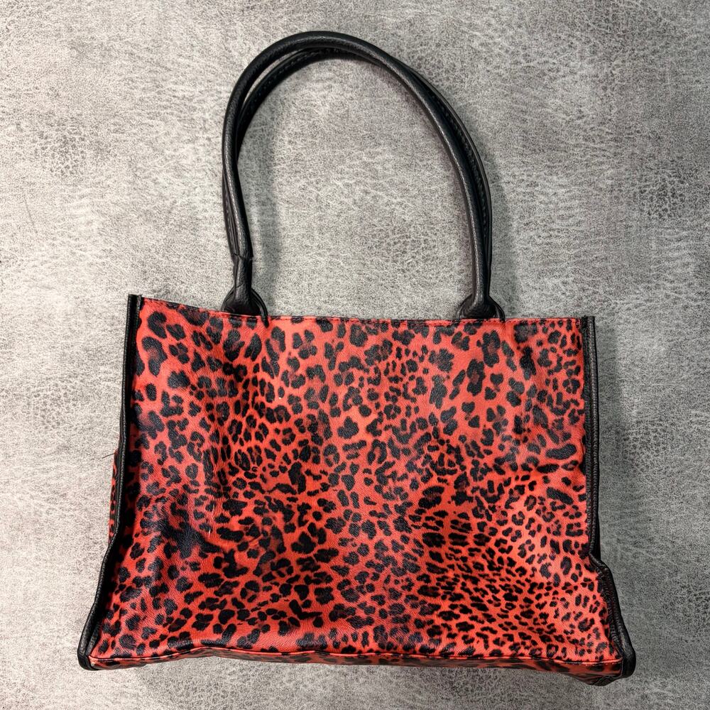 Marcus Neiman Red Leopard Print Shoulder Bag